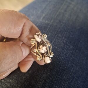 Silver White Howlite Ring with Three Stone Design
